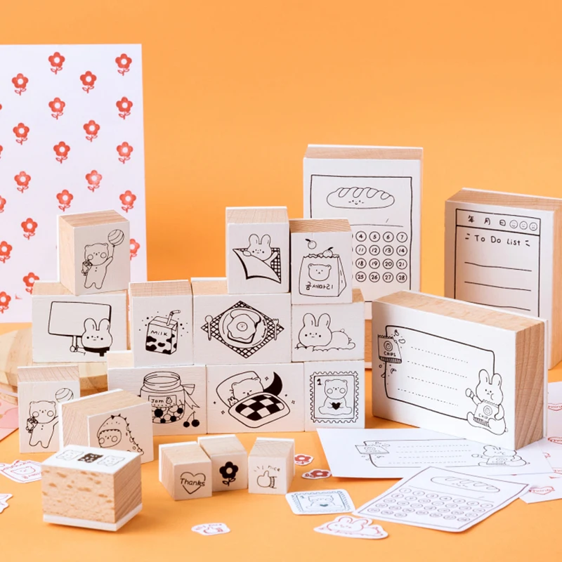 Милый деревянный штамп серии rabbit DIY деревянные и резиновые штампы для