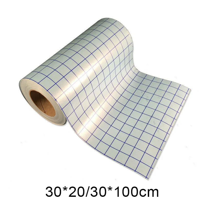 Прозрачная виниловая клейкая лента с синей выравнивающейся сеткой для