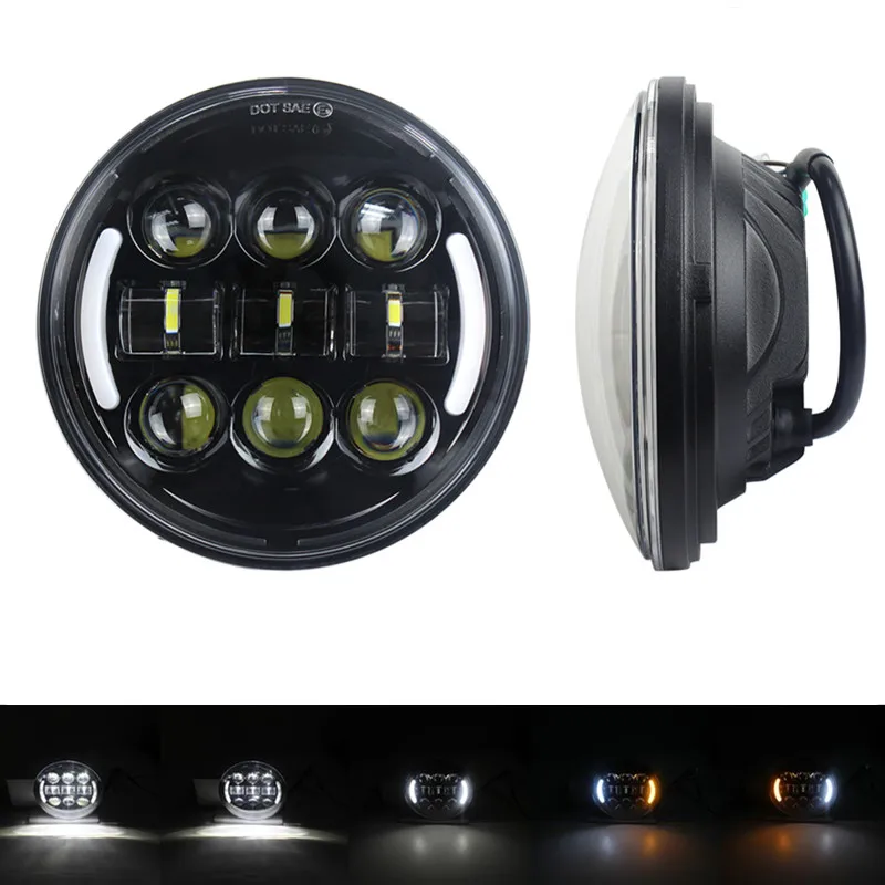 5 75 дюймов мотоцикл Высокая для ближнего и дальнего света DRL указатель поворота