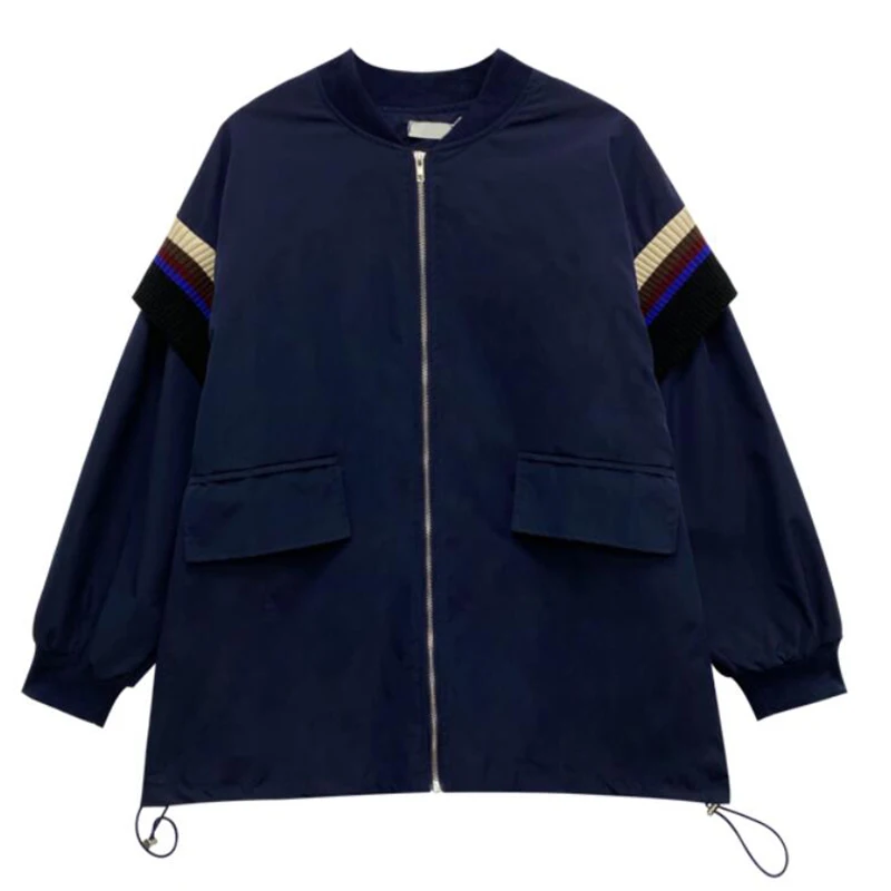 

2021 Spring Autumn Women Jacket Loose Korean Large size New Windbreaker Outwear Casual All-match Tooling Zipper Coat FC1478
