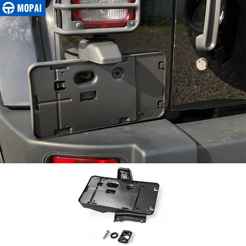 

MOPAI License Plate for Jeep Wrangler JK 2007 Up Car Rear License Plate Mounted Part Screws Bottle Opener Decoration Car Styling