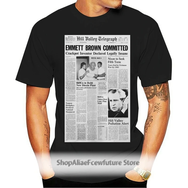 Мужская футболка с принтом Назад в будущее Доктор Эмметт газета ретро флюс