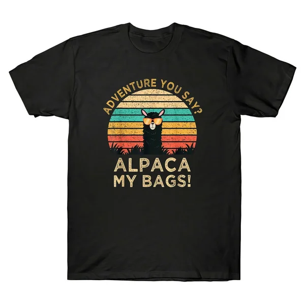 

Adventure You Say Alpaca My Bags Vintage Funny Travel Gift Men's T-Shirt Cotton