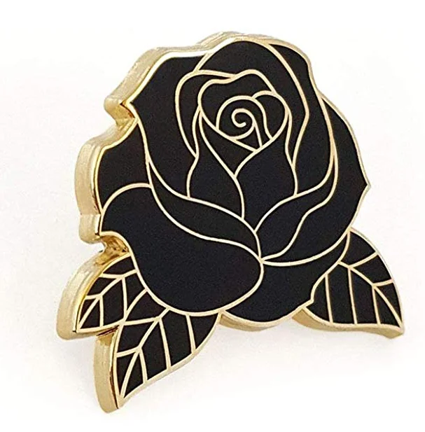 Эмалированная булавка для лацкана в виде черной розы|Броши| |