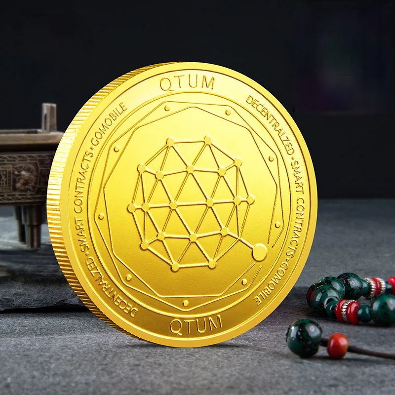Позолоченная монета QTUM 1 шт. коллекционная Подарочная для криптовалюты