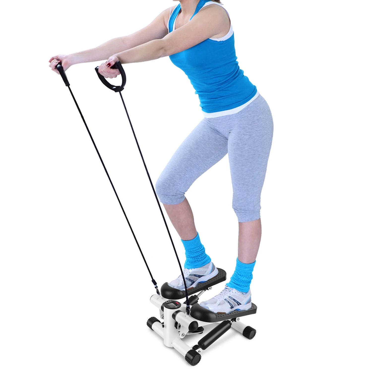 

Fitness Twist Stepper Electronic Display Home Exercise Workout Machine Fitness Equipment for Home Gym with Resistance Bands