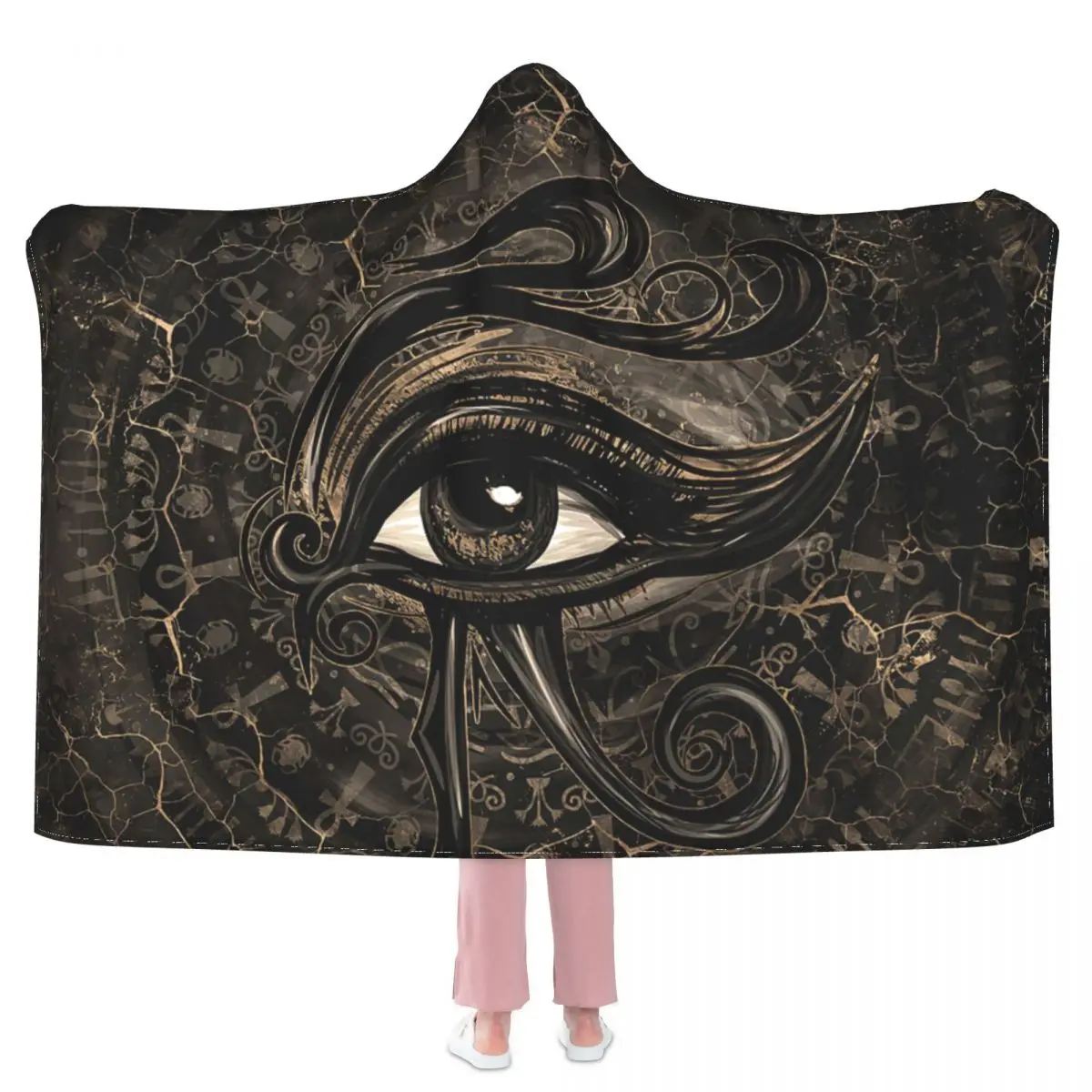 

Bastet Egyptian Goddess Hooded Blanket 3D full print Wearable Blanket Adults Kids style