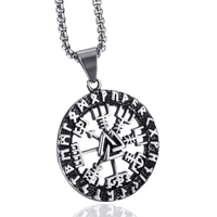 norse vikings amulet pendant necklace men stainless steel valknut vegvisir pirate compass protection amulet lucky symbol jewelry