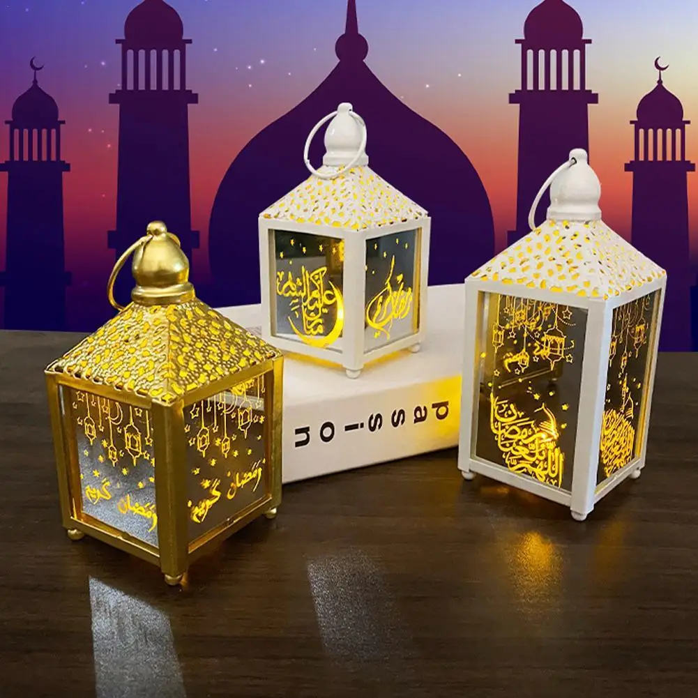 

Muslim Ramadan Festival Ramadan Lamp Eid Eid Custom Wrought Iron LED Wind Lantern Crafts Arab Lantern