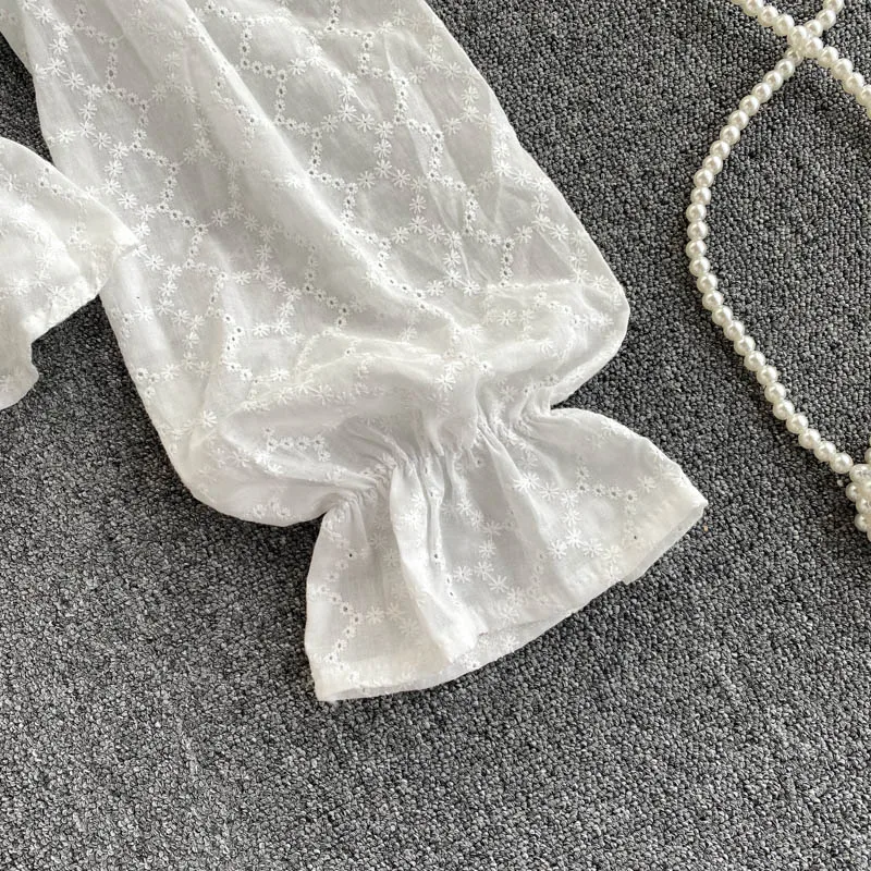 Блузка женская с квадратным вырезом короткий шифоновый топ оборками