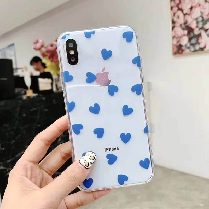 Lovebay Love Heart для iPhone 6, 6 s, 7, 8 Plus, X, XR, XS Max, 11 Pro, Max, 5, 5S, SE, чехол для телефона с волнистыми точками, прозрачный мягкий ТПУ для iPhone X - Цвет: AC3110 Blue