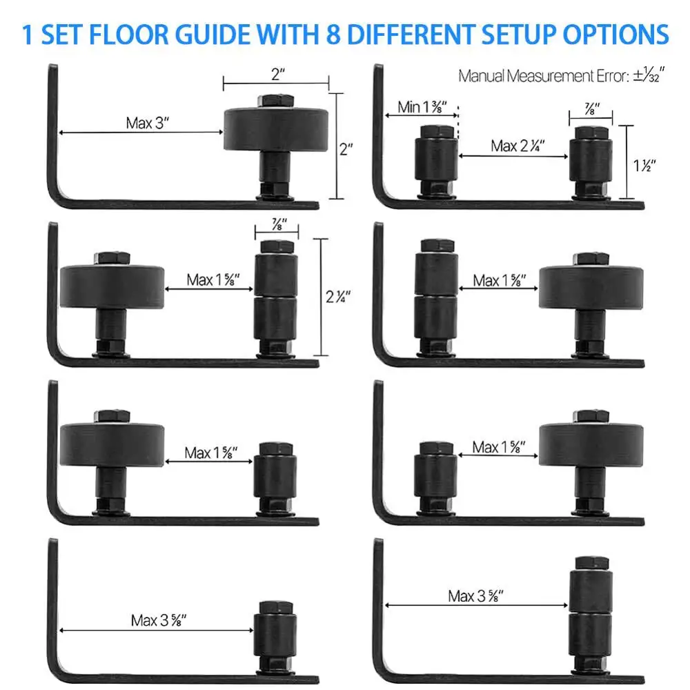 

Adjustable Sliding Barn Door Rail Pulley Hardware Kit Top Mounted Hanger Track Black Steel Closet 8 In 1 Roller Guide Accessory