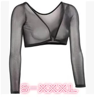 new fashion plus size seamless arm shaper short cropped navel mesh cardigan lace top perspective cardigan