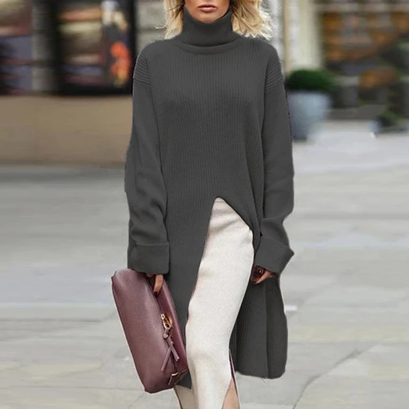 Сезон осень зима Вязаный свитер для женщин больше обычного размера длинный рукав