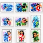 Disney Лило и Стич на холсте Картины мультфильмы Акварель печати плакатов настенные картины для детской комнаты украшение дома