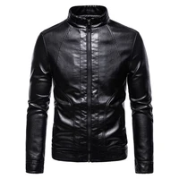 mens pu jackets fashion autumn motorcycle biker jacket coat slim fit casual black leather jacket travel outdoor outerwear male