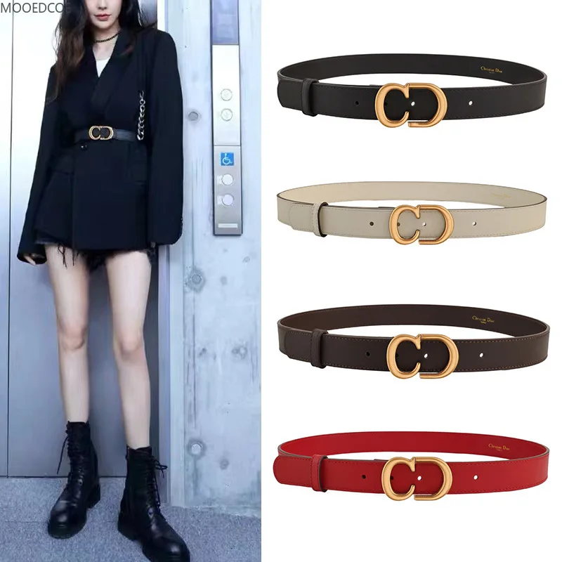 

Simple Korean women's CD belt fashion student wear with all leather waist 2021 new series