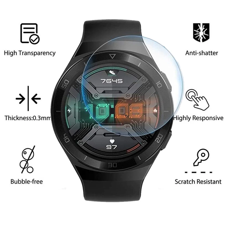 

2.5D Curved 9H clear Premium Tempered Glass For Huawei Watch GT 2e 46mm HD Clear Anti-Scratch Protective Film Screen Protectors