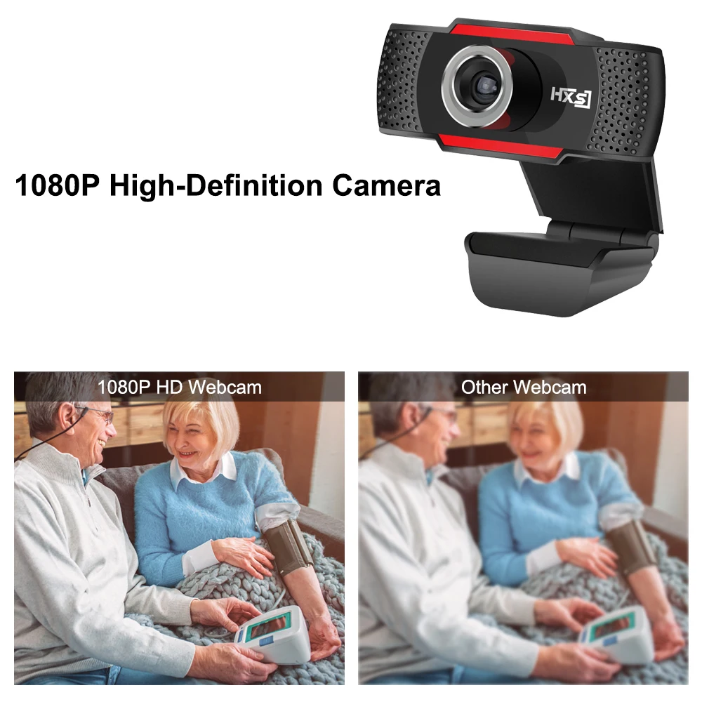 USB веб камера HXSJ для компьютера ноутбука 1080P HD конференц связи видеозвонков