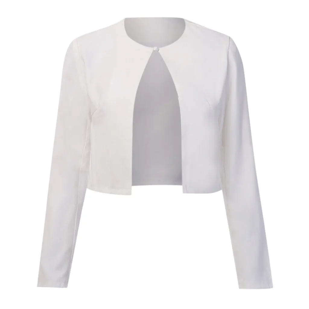 Белые женские белые черные 2018 короткие пальто с длинными рукавами и отворотом