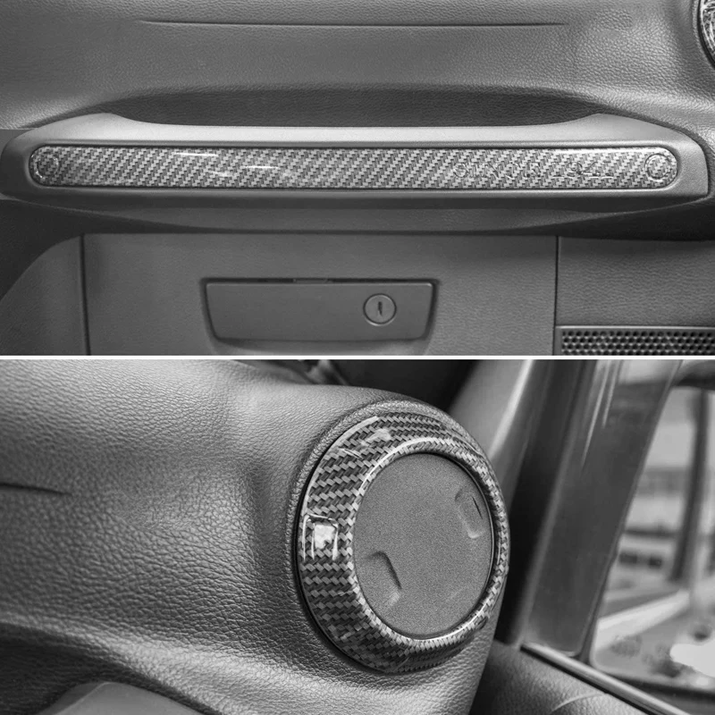 

(Carbon Fiber 18Pcs) Car Decoration Steering Wheel & Center Console Air Outlet Trim for Jeep Wrangler JK JKU 2011-18