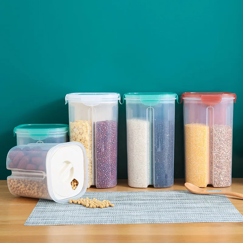 Пластиковый герметичный контейнер для пищевых продуктов 2/4 ячеек прозрачный