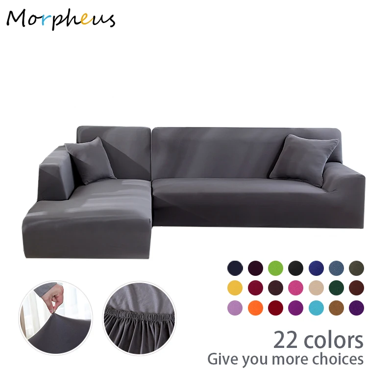 

Grey Sofa Covers for Living Room Elastic Spandex Couch Cover Stretch Slipcovers L Shape Sofa Need Buy 2pcs Sofa Cover