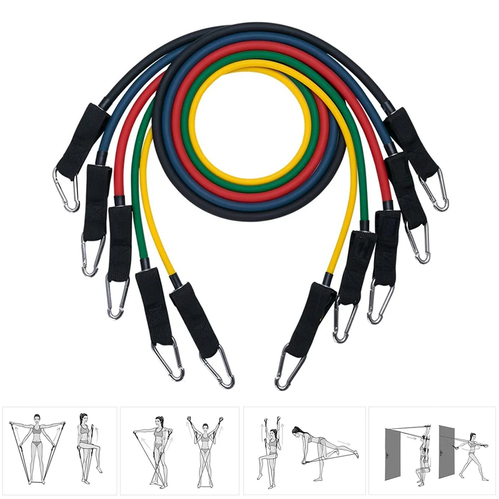 Набор эспандеров (11 шт.) тренировочные ленты с анкерными ручками ремешок на
