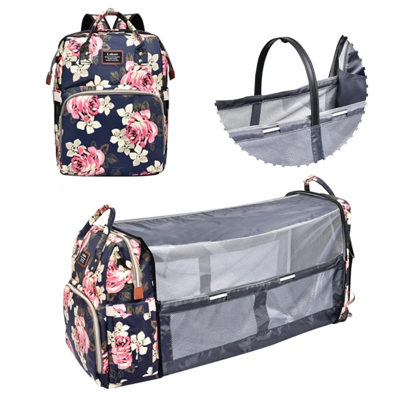 

3 in 1 Diaper Bag Backpack Baby Portable Crib Bassinet with Changing Station Travel Sleeping Bed Mommy Bag for Newborn