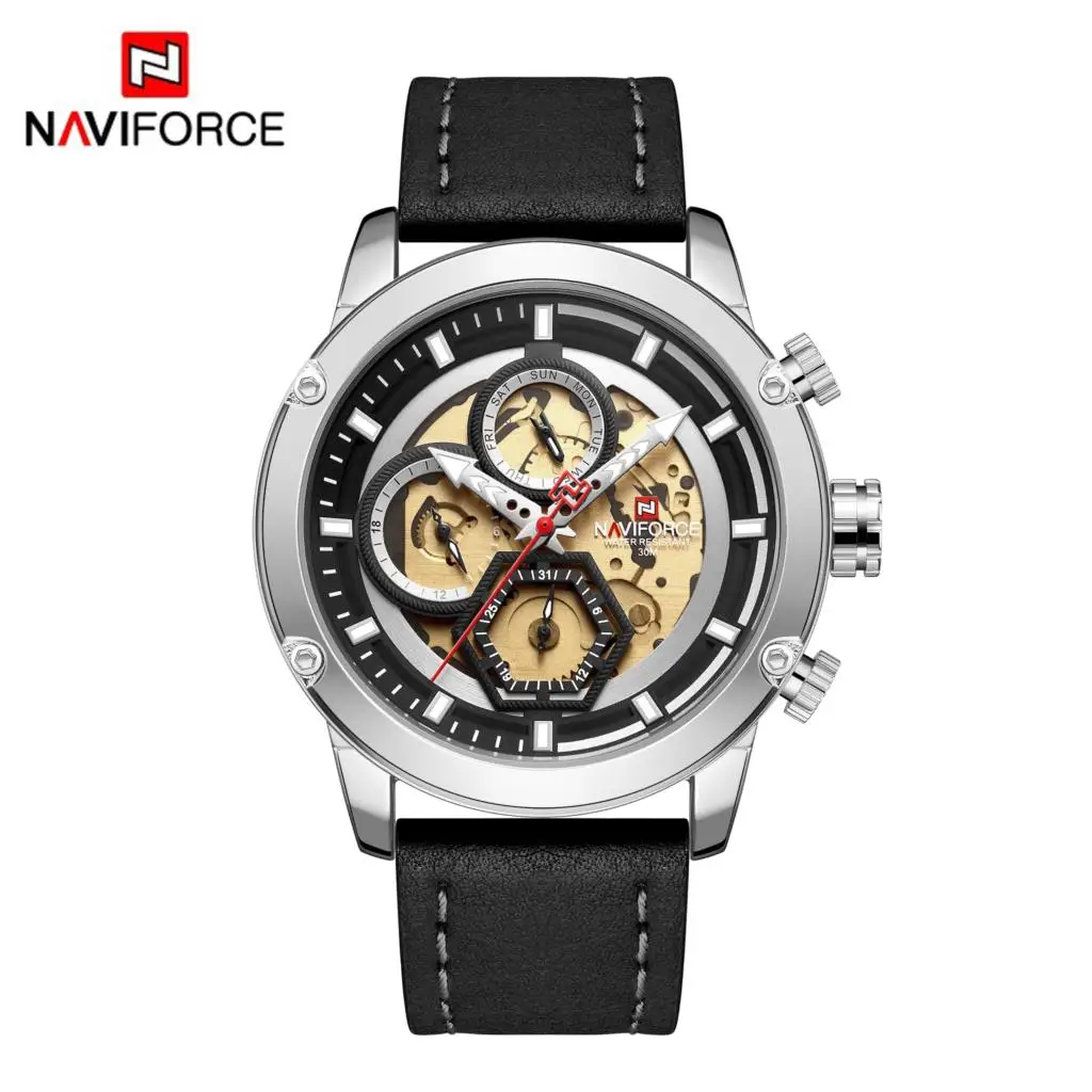 Новинка Naviforce мужские часы синий Скелет циферблат светящиеся мужские s Роскошные наручные часы дизайн кварцевые часы Роскошные мужские наручные часы водонепроницаемые - Цвет: SBB