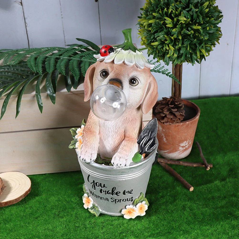 

Скульптура в виде животного, светодиодный светильник из смолы на солнечной батарее для щенков, уличный садовый ночник, декоративное украше...