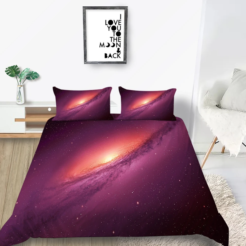 Красный Туманность Постельный набор галактика мода фантазия 3D пододеяльник