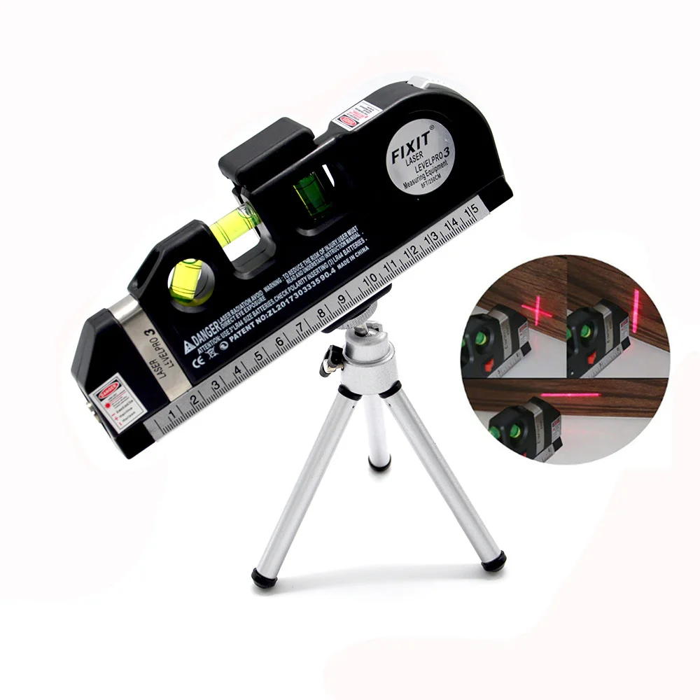 Laser Levels Cross Projects 4 in 1 Vertical Horizontal Lasers Ruler Accurate 2 Lines Adjusted Optical Instruments with Tripod |
