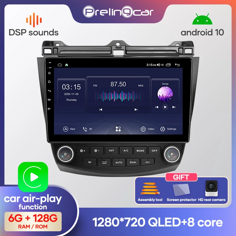 Prelingcar для Хонда Аккорд 7 авто магнитолы До 4G+64G Android 10 8 ЯДЕР DSP Навигация GPS