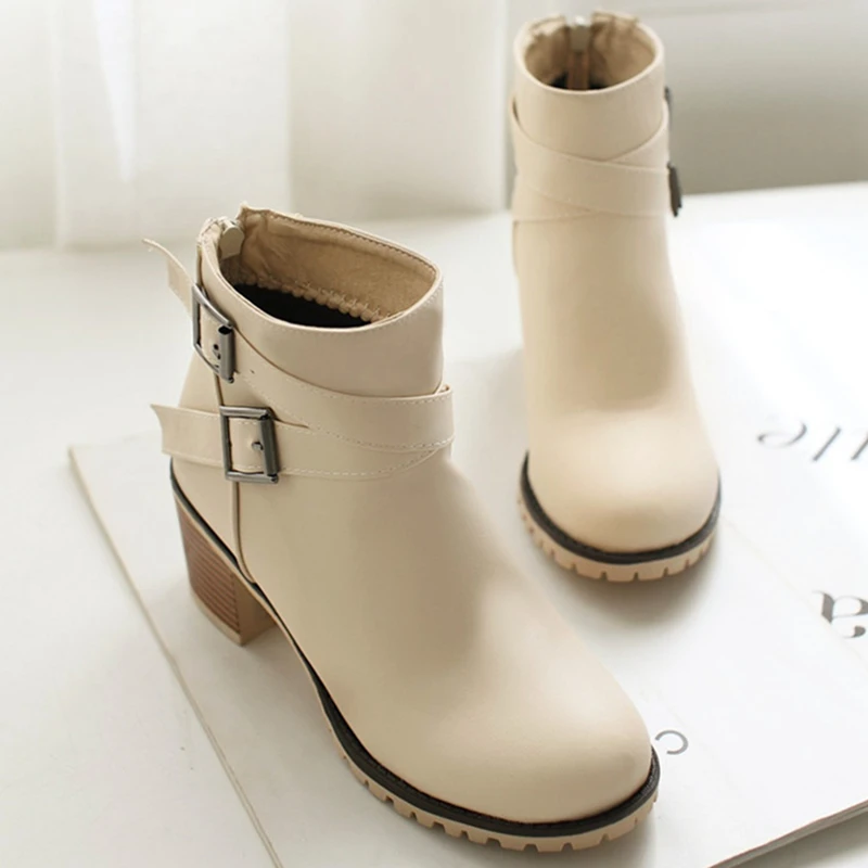 Женские ботильоны на высоком каблуке осенние полусапожки из искусственной кожи