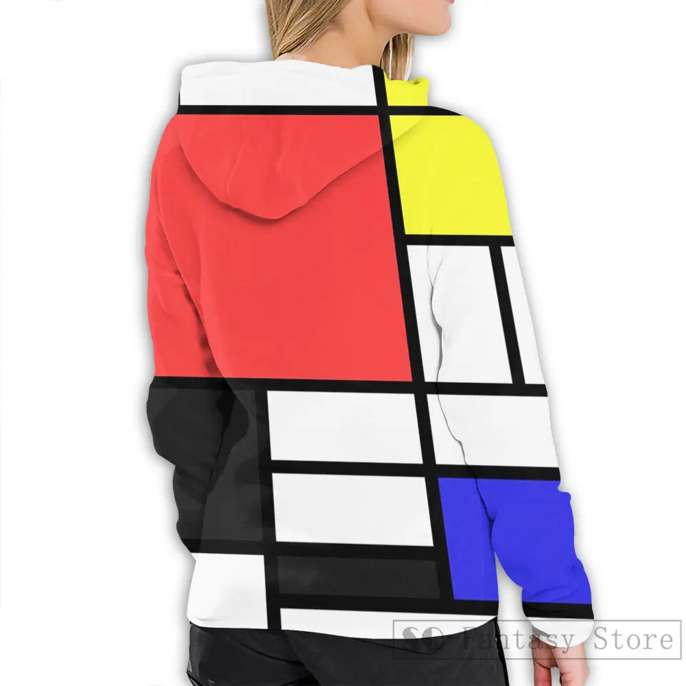 Женские Смешные повседневные толстовки с принтом Mondrian 40592 | Мужская одежда