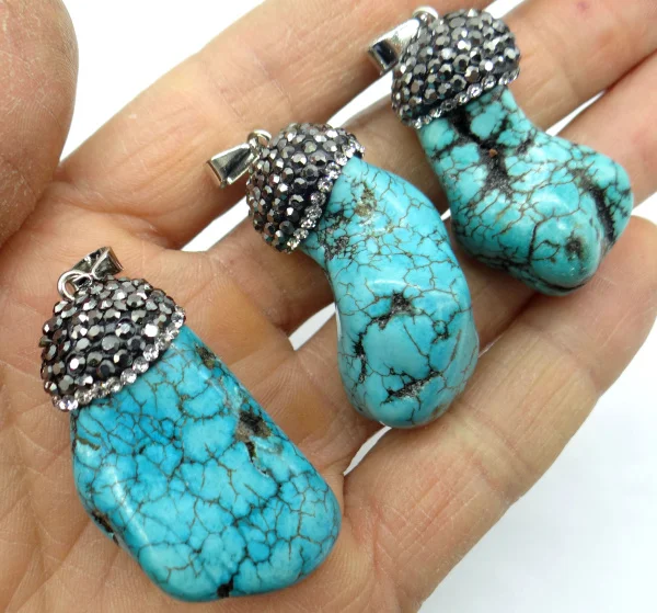 

Natural Stone Opal Turquoises Quartz Crystal tiger eye irregular Charms pendant for diy Jewelry making necklace Accessories6pcs