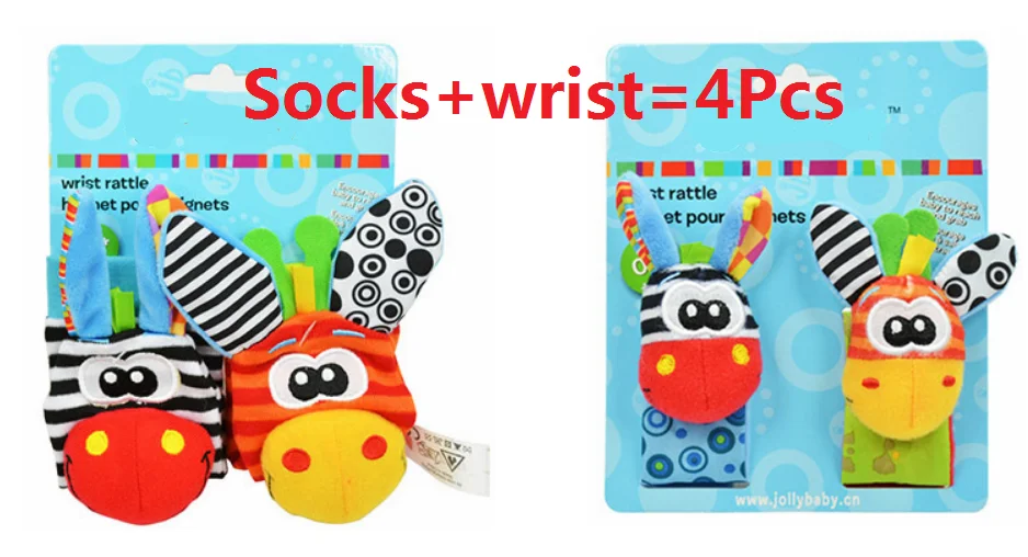 4 шт. детские мягкие носки погремушки с принтом зебры|Погремушки| |