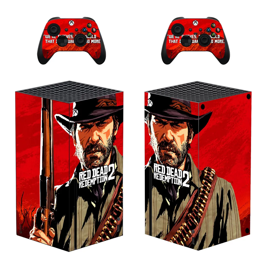 

Наклейка Red Dead Style Xbox Series X для консоли и 2 контроллеров, наклейка виниловая Защитная скинов, стиль 1