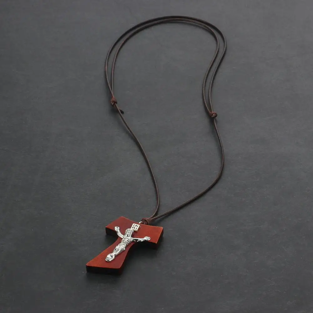 Подвески из натурального дерева Tau Cross мужские и женские регулируемые веревочные