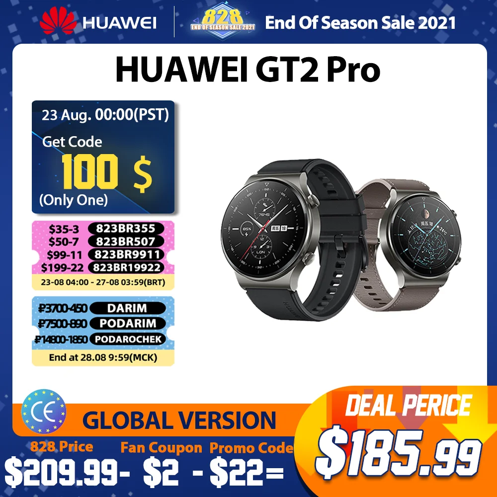 В наличии глобальная версия HUAWEI часы GT 2 pro SmartWatch 14 дней Время работы от