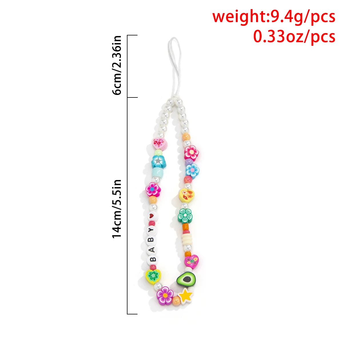 

Ingemark 2021 New Colorful Acrylic Bead Flower Mobile Phone Chain CellPhone Strap Anti-Lost Lanyard For Women Summer Jewelry