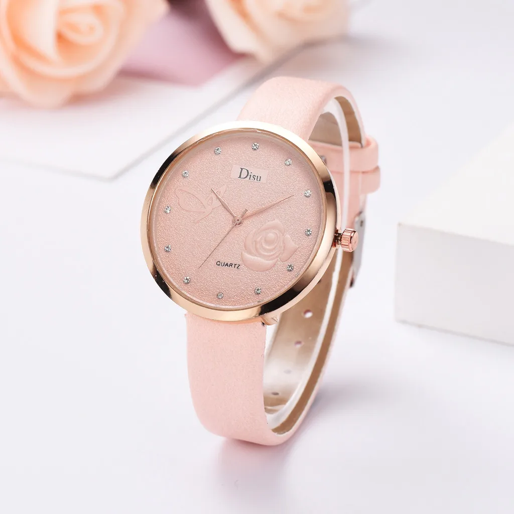 Женские наручные часы в горошек стразы с циферблатом женские деловые кожаным