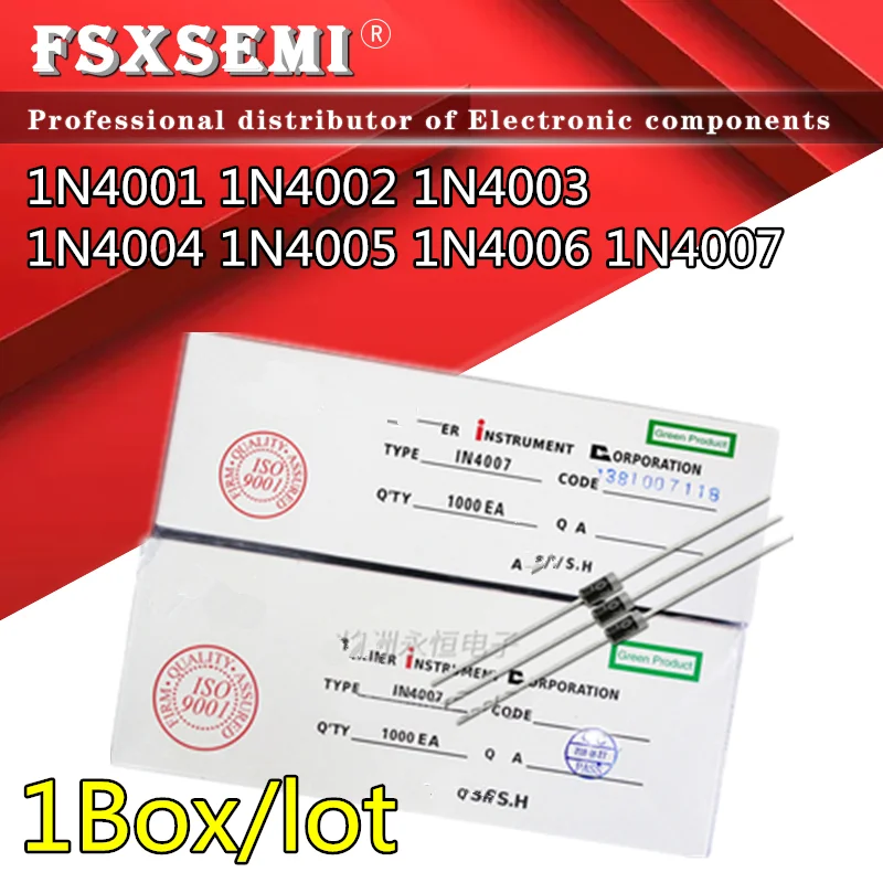 1000 шт./кор. 1N4001 1N4002 1N4003 1N4004 1N4005 1N4006 1N4007 DO-41, выпрямительный диод, новинка