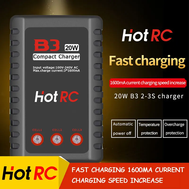 

HotRC 1pcs B3 Lipo Battery Charger 2S/3S/7.4v/11.1v Li-polymer Lipo Battery Charger Cells For RC LiPo Car Drone Toys EU & US Plu
