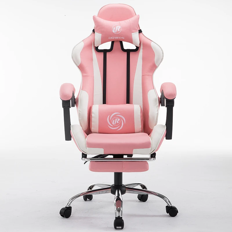 Pink and white Кожаное офисное игровое кресло эргономичное кресло офисное игровое кресло - Цвет: Pink and white