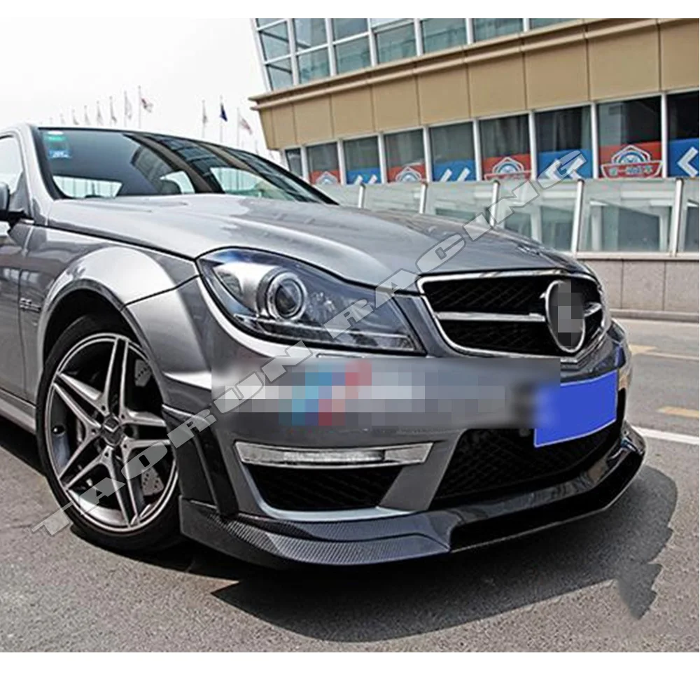 W204 C63 RZA стиль углеродное волокно передний спойлер для Mercedes-Benz W204 C63 бампер AMG седан и купе 2012 2013