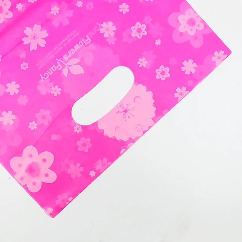 50 шт фиолетовый/ярко розовый цветок пластиковые подарочные пакеты бутик вектор