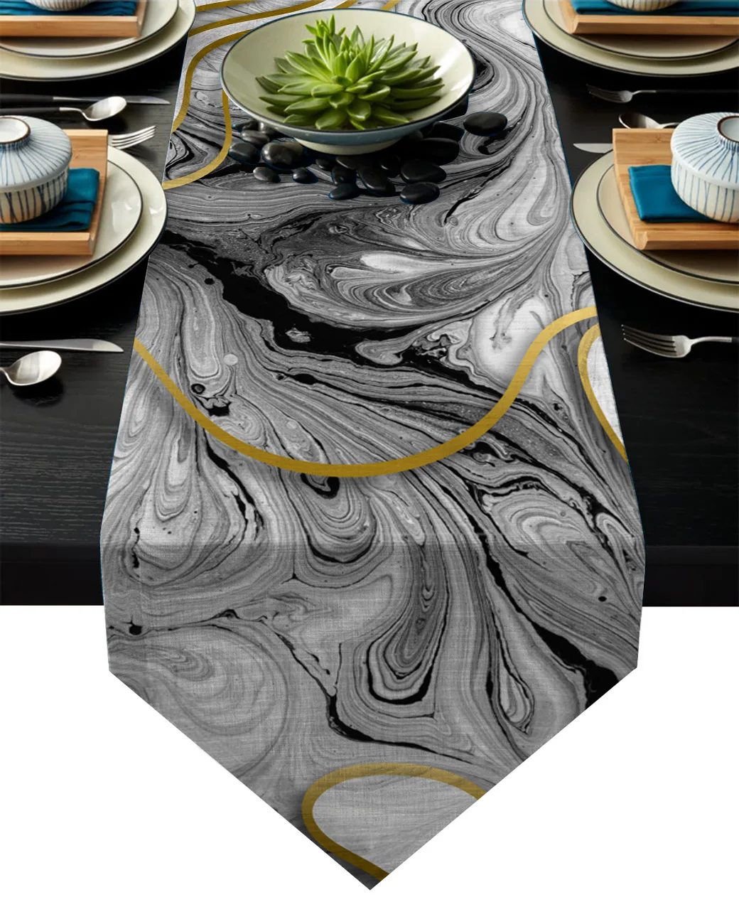 Серая Мраморная текстура абстрактная настольная дорожка Настольная скатерть с