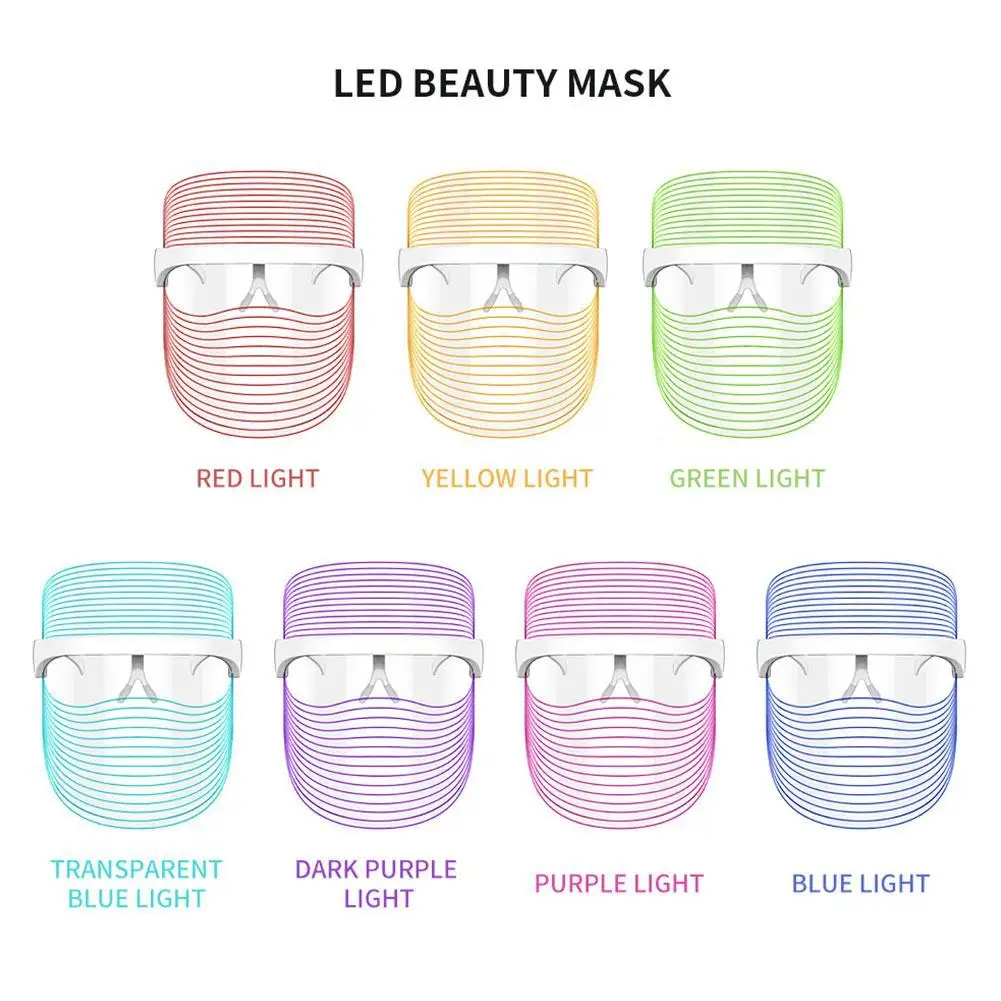 7 цветов светодиодный маска синий и красный цвета светильник терапия против